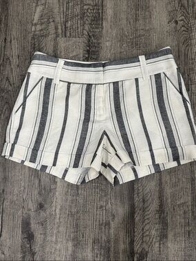 Express Gray and White Striped Bermuda Shorts